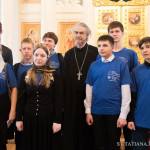 Участники Общероссийской олимпиады по Основам православной культуры в храме при МГУ